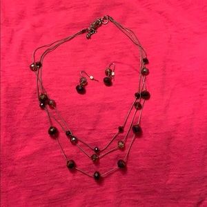 Purple necklace and earrings